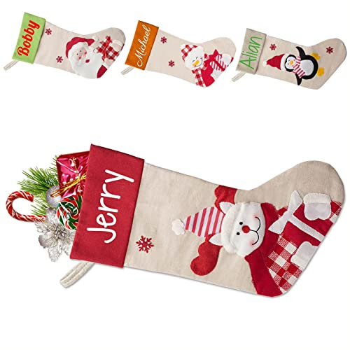 ＣＨＡＭＥＥＮ Weihnachtsstrumpf Kamin Personalisiert mit Namen Personalisierte Christbaumschmuck Familie Kinder Mädchen Junge