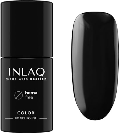 INLAQ® UV Nagellack Schwarz - 6 ml Hema Free - Langlebiger UV Lack - Nail Polish - Glamour Kollektion - Gelnägel - Shellac Gel - Gellack ohne Hema | 1034- Black Dress