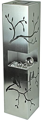 VARILANDO Pflanzsäulen, Gartendekoration, Pflanzgefäße, Metall-Pflanzsäulen, dekorativer Gartenschmuck aus Edelstahl, Verschiedene Modelle, teils mit Beleuchtug und Wasserspiel (Motiv Vögel)