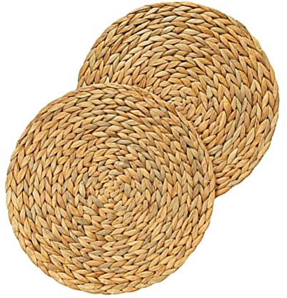2 stücke Stroh Isolierung Tischset Topfuntersetzer Gewebte Geflochtene Untersetzer Runde Gewebte Getränkeuntersetzer Runde Wicker Tischsets Handdekor Tischsets für Runden Tisch Küche Tischset