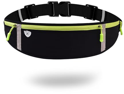 Running Belt with Adjustable Elastic Strap – Sweat Proof Large Capacity Waist Pack Perfect for Workouts, Exercise, Cycling, Walking, Travel & Outdoor Activities