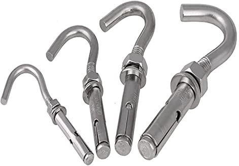 Ankerbolzen, Expansionshülse aus Edelstahl, Ankerschraubenbolzen, Expansionsbolzen M6 M8 M10 M12 Wandmontierter Expansionshaken Schraube Hebeösenschraube Offener Ankerhaken (Farbe: SUS201, (Farbe: Sus