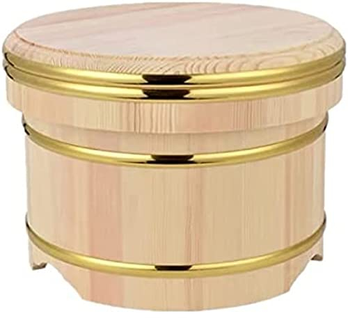 Traditionelle japanische Holzschüssel für Sushi-Reis, großes Zubehör mit Kupferbändern und Deckel für Restaurant, Zuhause, Küche, tolles Werkzeug zur Herstellung von Sushi