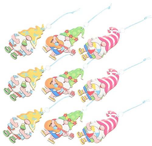 Zerodeko 9stücke Teiliges GNOME Holzanhänger Sommerliche Gartenfee Deko Hängende Holzscheiben Ornamente Für Haustür Und Party Dekorative Dekoanhänger Für Gemütliche Wohn Gartendekoration