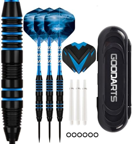 HRLORK Lot de 3 fléchettes en Plastique avec Pointe en Acier et tiges en Aluminium Bleu avec 3 tiges de Rechange