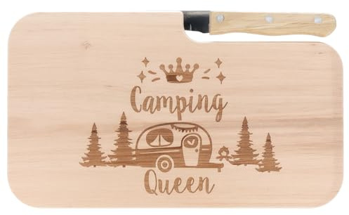Spruchreif Planche à pain avec couteau - Planche à pain avec gravure - Planche en bois avec couteau - Cadeaux pour campeurs - Cadeaux d'extérieur - Petit déjeuner en plein air - Cadeau de camping