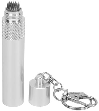 HERCHR Outil De Pointe De Queue De Billard, Outil De Piquage De Billard en Alliage D'aluminium Portable avec Porte-clés Accessoire De Billard pour Queue De Billard(Argent)