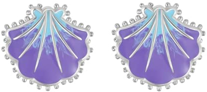 Pendientes de mujer con concha delicada, pendientes de aro de moda con concha, colgante de concha, hipoalergénicos, marítimo, playa, pendientes para mujer, bisutería para mujeres y niñas, color lila,