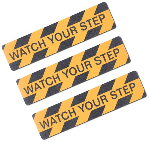 OQingluan Anti Slip Safety Grip Tape for Stairs, 15cm*60cm 3pcs | Non Slip Tape Improving Grip, High Traction Safety Tape, Hazard Caution Tape for Indoor and Outdoor, Black & Yellow