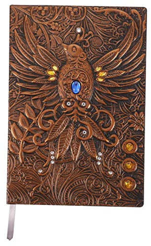 HONMEET Vintage Notizbuch Mit Geprägtem Phoenix Motiv Hardcover Retro Schreibblock Liniert Reise Schreibnotiz Als Tagebuch Planer Und Persönliches Journal