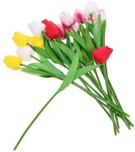 FUNOMOCYA 15 Stücke Künstliche Tulpen Kunstblumen Dekoration Home Office Blumenstrauß Ornament