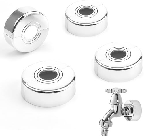 Raheem 4-Piece Rosettes for Shower Fittings, Shower Rosette Cover, Removable Fittings Cover, 3 Sizes: 20.5mm, 25.5mm, 32.5mm for Taps, Heating Pipes (Silver, 70 x 30 mm)