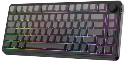 EPOMAKER EA75 RGB 75% Gaming-Tastatur Kabellos, 2.4GHz/Typ-C/Bluetooth Creamy Mechanische Tastatur mit Drehknopf, Hot Swappable für Gamer (Schwarzer Farbverlauf, Reaper Schalter)