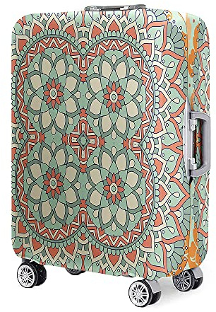 Fasbuy Kofferschutzhülle, Kofferhülle, Elastisch Luggage Cover, Kofferüberzug Schutzhülle, Suitcase Cover, Retro Stil Kofferschutz, 18-32 Zoll (Kleine Blumen,M（22-24 Zoll）)