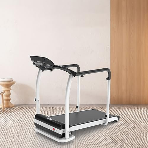 Walking Treadmill, Recovery Fitness Exercise Machine with Full Length Handrails & Heart Rate Measurement, Foldable Treadmill Adjustable Speed and Slope for Home Use LCD Display,Black