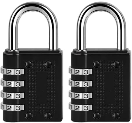 SGERUFZ 2 unidades candados de equipaje combinación de 4 dígitos para maletas, equipaje, bolsos, cajas de armas, taquillas (negro)