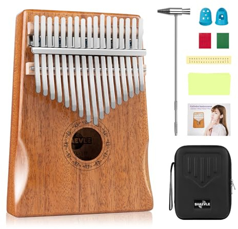 Shaevle Kalimba Daumenklavier, 17 Tasten Musikinstrument Inkl. Fingerklavier Tragetasche Stimmhammer Songbook, Thumb Piano Instrument Geschenk für Kinder, Erwachsene, Anfänger