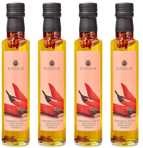 La Chinata Condimento de Guindilla con AOVE – Aceite de Oliva Virgen Extra Picante con Guindilla Natural – Sabor Intenso y Toque Gourmet – Ideal para Carnes, Pastas y Tostadas – 250 ml (Pack 4)