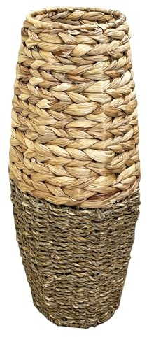 45cm Tall Large Floor Standing Vase for Artificial Flowers Pampas Grasses Woven Seagrass & Water Hyacinth Wicker Home Decor Gift