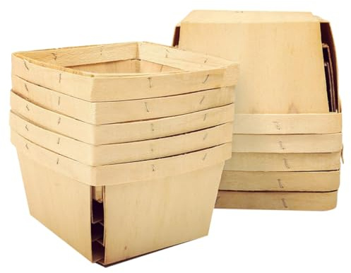 MUCKLILY Cesta de Madera para Frutas, 10 Piezas, Resistente y Decorativa