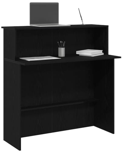 Tomostar Comptoir de Réception, Table de Réception Comptoir d'accueil Noir 100x50x103,5 cm Bois d'ingénierie
