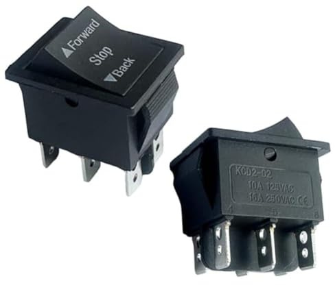 Vibsky Interrupteur de marche avant et arrière 2 pièces pour voitures autoportées 6 V/12 V/24 V, interrupteur à bascule avec fonctionnement marche/arrêt, courant nominal 10 A, noir