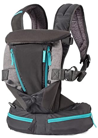 INFANTINO Carry On Multi Pocket Babytrage Ergonomische mit 3 Tragepositionen für Säuglinge und Kleinkinder von 3.6-18.14 kg, grau