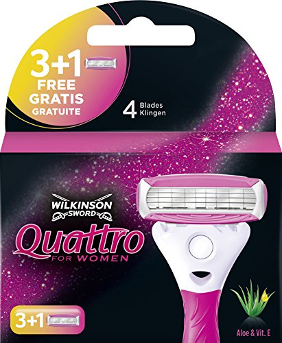Wilkinson Sword Quattro for Women Rasierklingen für Damen Rasierer, 3 + 1 St