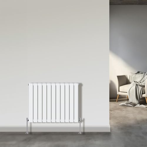 NRG Horizontal Flat Panel Double Column Designer Radiator 600x748mm White | Horizontal Radiator, Mild Steel, Column Radiator, Wall Mounted, Central Heating Rad, for Bathroom, Kitchen