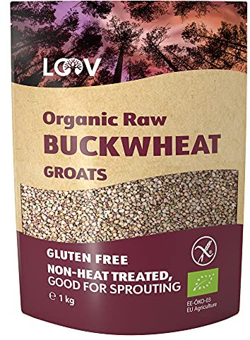 LOOV Organic Buckwheat Groats Gluten Free, 1 kg, Raw, not Heat-Treated, All Nutrients Preserved, Delicious Nutty Flavour, Good for Sprouting, Organically Grown in Nordic Climate, non-GMO