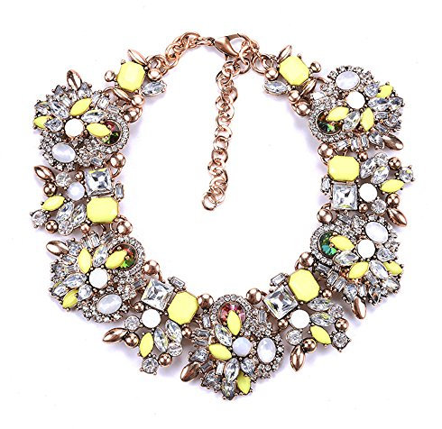 Zthread Collier plastron plastron coloré en cristal de verre pour femme Accessoires de mode, One Size, Cristal-métal, Strass