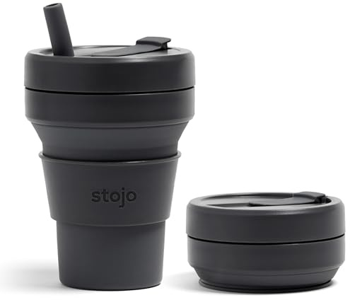 STOJO Biggie Brooklyn Collection Reisebecher, 473 ml Fassungsvermögen, Carbon
