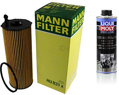 MANN-FILTER Ölfilter HU 831 x + 2427 Pro-Line Motorspülung