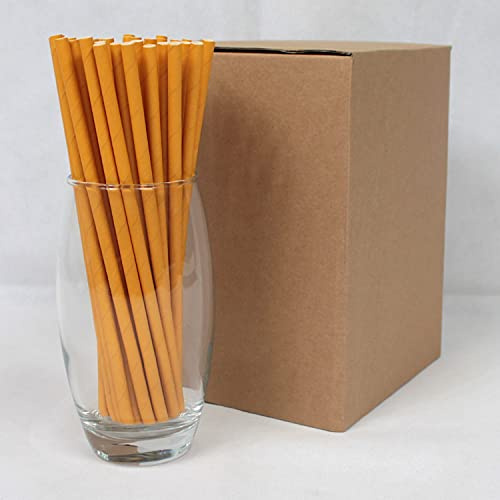 Yellow Paper Straws (6mm x 200mm) - Pack Size 500 - FSC Certified/Food Safe/PFAS Free/Biodegradable/Eco-Friendly/Durable/Suitable for All Occasions