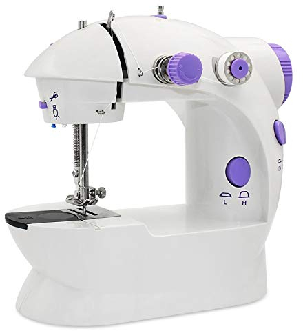 Topchances Mini-Leichtnähmaschine mit doppeltem Gewinde und zwei Geschwindigkeiten, industrielle Haushaltsnähmaschine, tragbare Bastelmaschine für Anfänger, Kinder, Reisen