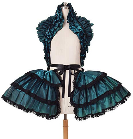 COSDREAMER Mujer Victorian Petticoat Gótico Steampunk Volantes Corsé Crop Hoop Skirt (Azul Oscuro)