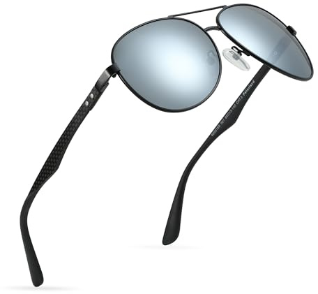 ZENOTTIC Occhiali da sole da uomo donna pilota specchio polarizzati quadrati con Tempio in fibra di carbonio telaio in metallo UV400 protezione per la pesca, la guida e il golf