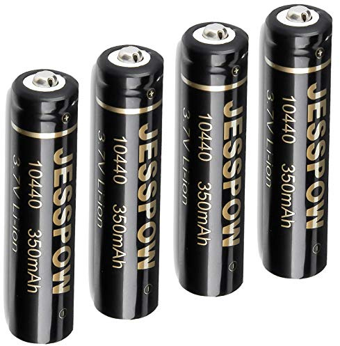 10440 Rechargeable Battery, 10440 Rechargeable Battery 3.7V 350mAh for LED Flashlight Torch, 4 Pack