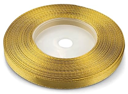 Netuno - 1 ruban de satin de 6 mm x 32 m - Couleur or - Ruban décoratif en tissu - Pour travaux manuels, décoration de mariage, emballage cadeau