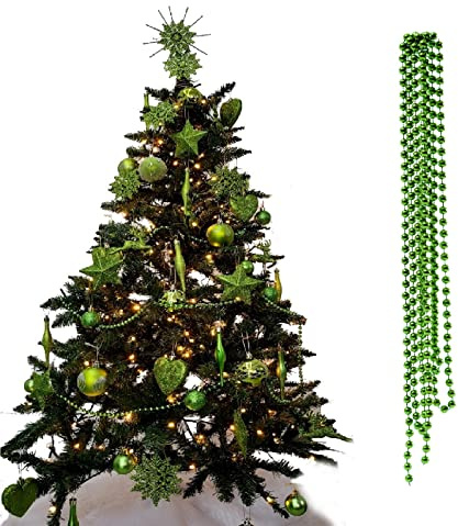 3 m Perlengirlande, luxuriös, Weihnachtsbaum- und Raumdekoration, 8 mm Perlen, 3 m Kette, Limettengrün