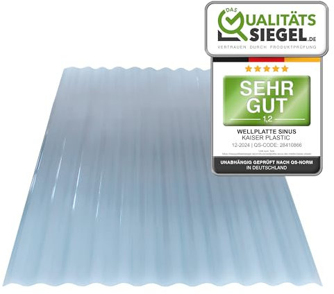 KAISER plastic® lastra ondulata Sinus | Xtra Strong (PC) | liscia e trasparente | spessore 0,8 mm | ondulazione 76/18 | 90 x 117 cm | 5 pezzi | Made in Germany