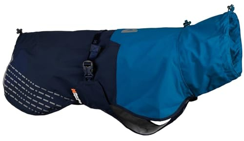 Non-stop dogwear Fjord Raincoat, wasserdichter Regenmantel für Hunde, verstellbar und atmungsaktiv mit Reflektstreifen, Leinenöffnungen und Beinschlaufen, Blau für mittlere Hunde (Blau, 50)