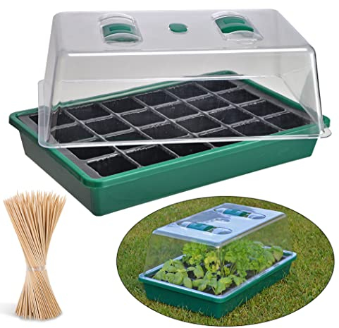 Novatool Anzuchtset Gewächshaus mit 200x Bambusstange I Tomaten Gewächshaus stabil Treibhaus Zubehör I Kräuter Anzuchtset Gewächshaus Treibhaus klein I Zimmergewächshaus XXL Balkongewächshaus