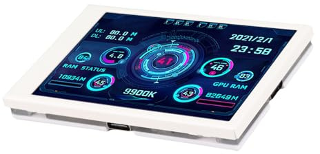 CCYLEZ IPS USB Monitor 3,5 Zoll, Tragbarer PC Temperaturmonitor Mit Augenschutz, Datenmonitor Für CPU, 320 X 480 (Weiß)