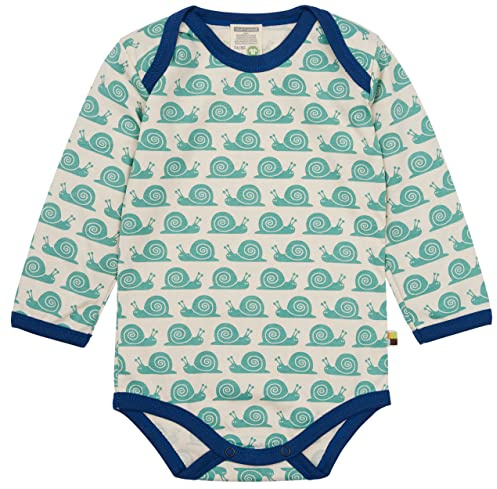 loud + proud Unisex Baby Body Langarm mit Print Schnecke, GOTS Zertifiziert T-Shirt