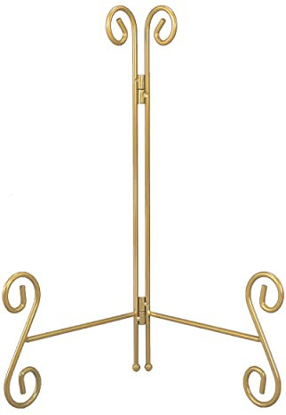 HOPEME Gold Plate Stand, 12Inch Plate Holder for Display, Heavy-Duty Metal Easel Stand for Picture, Large Decorative Plate Stands for Photos, Album and Platter ( 1 PACK )