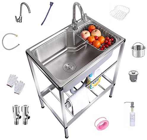 Giardino Da Esterno Lavando, Lavello Da Cucina, Set Di Lavandino In Acciaio Inox, Lavello Da Cucina Indipendente, Lavamani Industriale, Rubinetti Per Lavelli Da Cucina, Cucine Da Esterno ( Size : 550x