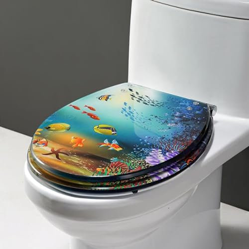 Abattant de WC avec mécanisme de fermeture en douceur, siège de toilette en résine pailletée, siège de toilette universel, montage facile, dégagement rapide, facile à nettoyer, for salle de bain