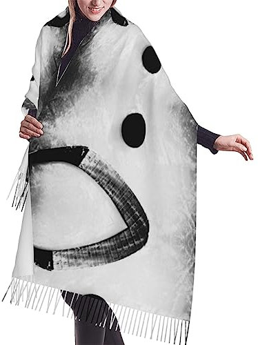 ESASAM Eishockey-Kunstdruck Faux Kaschmir Warmer Fransenschal - Volldruck, ultraweich, modisch lang, Unisex Schal für alle Jahreszeiten, Eishockey-Kunst, Einheitsgröße