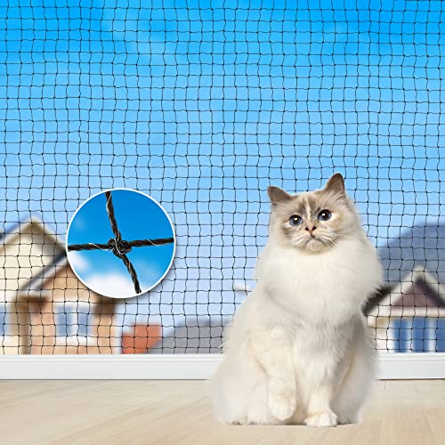 Aystkniet katzennetz für Balkon, 5 x 5 M Katzennetz Drahtverstärkt mit Befestigungsseil | Nägel | Kabelbinder, Biss-und reißfestes Balkonnetz, UV-beständig katzenschutznetz für Fenster Terrasse Tür